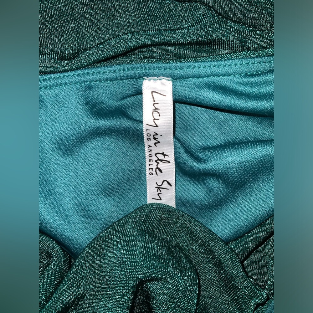 Lucy in the Sky Size Small Green One Shoulder Mini Bodycon Dress, EUC - Picture 3 of 3